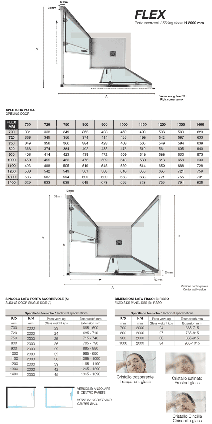 Box Doccia Quadrato Con Apertura Angolare Porte Scorrevoli Eco - Ceramiche  Italy