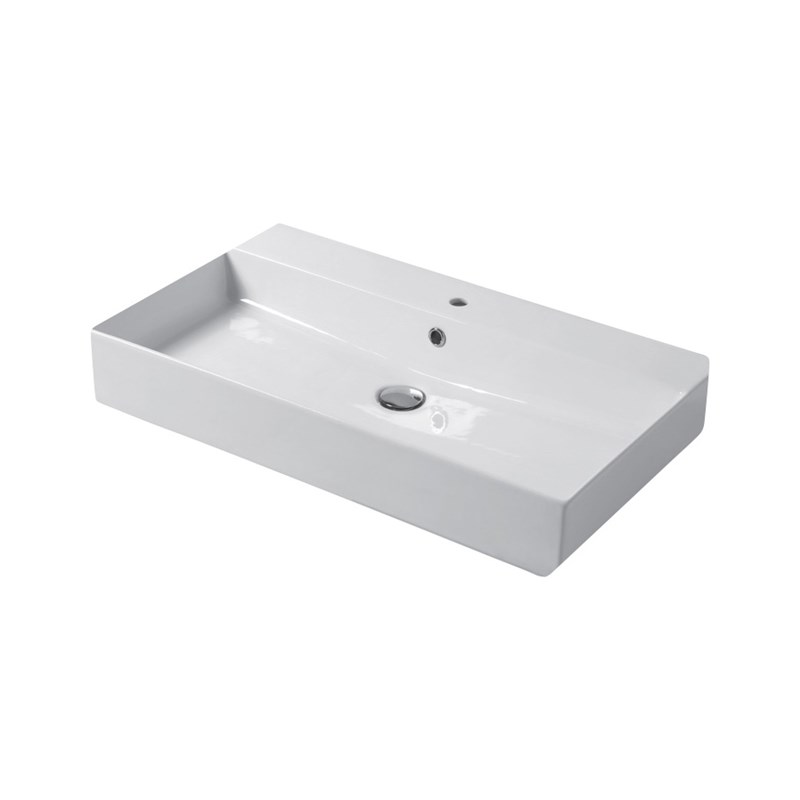 CORE 46 Lavabo da appoggio cm Ø37 + Struttura sottolavabo cm 111 x 46 in  acciaio + Mensola in ceramica - Bagno Italiano