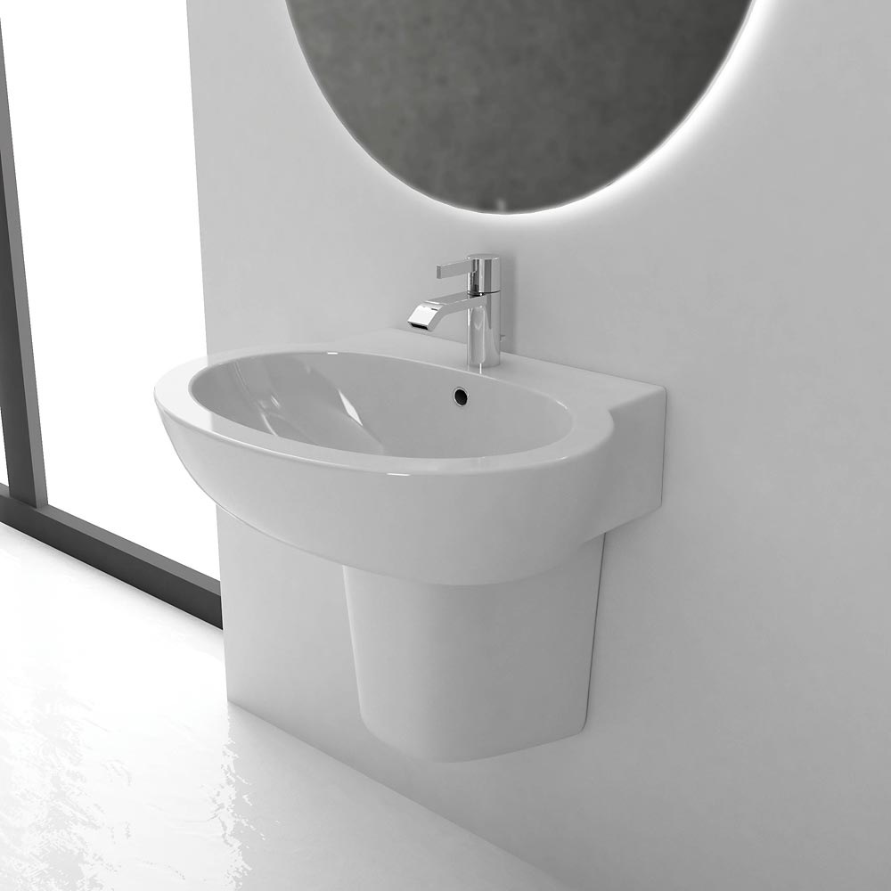 Ceramica Hidra Civita Castellana.Lavabo Sospeso 67x53 Con Semicolonna Luna