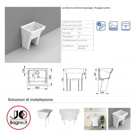 Lavatoio MESSICO con Gambe in Ceramica Tecnica  Altezza Totale 75 cm