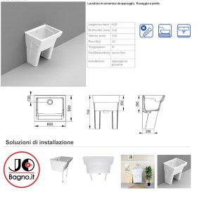 Lavatoio MESSICO con Gambe in Ceramica Tecnica  Altezza Totale 75 cm