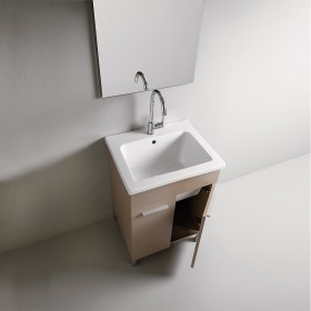 Mobile con lavatoio in ceramica YORK 60x51  MDF Tortora Opaco Laccato