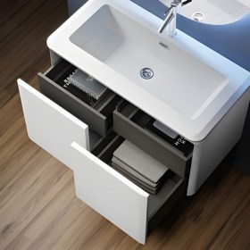 Mobile sospeso 95 cm e lavabo in resina MARYL BIANCO OPACO