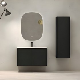 Mobile sospeso 95 cm e lavabo in resina MARYL NERO GRAFITE