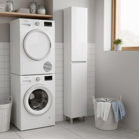 Colonna bagno e lavanderia a terra 1 anta sopra e sotto bianco lucido