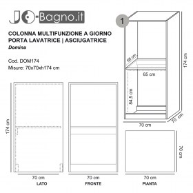 Colonna lavatrice-asciugatrice 70x70  Tecnica a Giorno