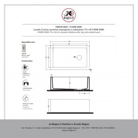 Lavello Cucina ceramica 75 x 45 FARM SINK Jo-Bagno.it - Tecnica