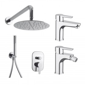 Set soffione miscelatore doccetta rubinetto lavabo e bidet HAPPY2