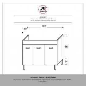 Base cucina sottolavello tre ante 120 cm- Tecnica