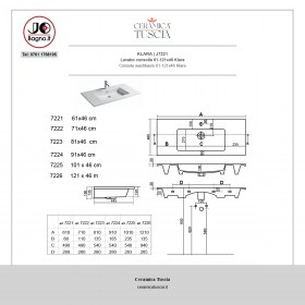 Lavabo incasso consolle 61-121x46 tecnica