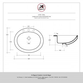 Lavabo da incasso in ceramica 62x52 Tecnica