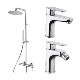 Set soffione miscelatore doccetta e rubinetto lavabo e bidet JOY1