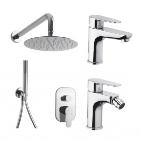 Set soffione miscelatore doccetta e rubinetto lavabo e bidet JOY3