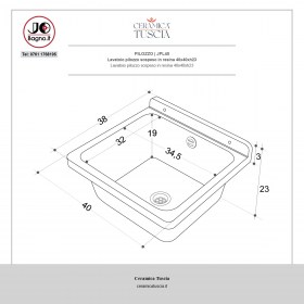 Pilozzo Lavatoio Sospeso 40 x 40 in Plastica  Misure