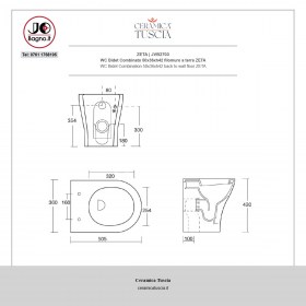 Wc/Bidet a terra filomuro Zeta Multifunzione tecnica