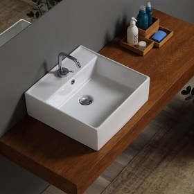 Lavabo nero ceramica con set di scarico lavandino da appoggio bagno Ø  350x120 mm