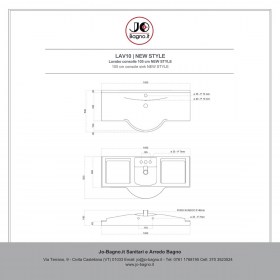Lavabo 105 cm in ceramica da incasso