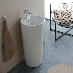 Lavabo in ceramica centro stanza CIRCLE con foro rubinetto