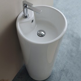 Lavabo in ceramica centro stanza CIRCLE con foro rubinetto