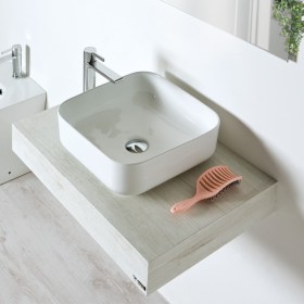 Mensola sospesa B30 per lavabo da appoggio - bianco opaco - larghezza  selezionabile 80cm