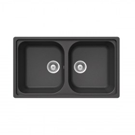 Lavello Cucina Fragranite 86x50 reversibile doppia vasca - Nero