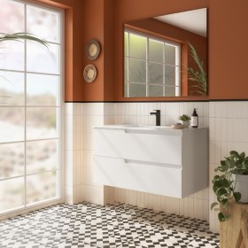 Mobile bagno con lavabo integrato e cassetti 99,7x45xh54 cm Bianco Satinato