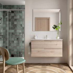 Mobile bagno con lavabo integrato e cassetti 99,7x45xh54 cm Naturale