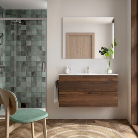 Mobile bagno con lavabo integrato e cassetti 99,7x45xh54 cm Noce Maya