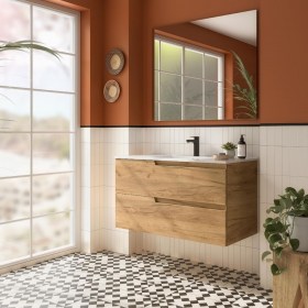 Mobile bagno con lavabo integrato e cassetti 99,7x45xh54 cm Rovere Africa
