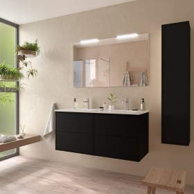 Mobile bagno con lavabo e cassetti 119,6x45xh54 cm Nero Satinato
