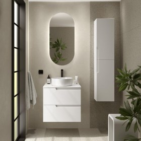 Mobile bagno con lavabo appoggio e cassetti 59,8x45xh54 cm Bianco Satinato