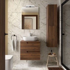 Mobile bagno con lavabo appoggio e cassetti 59,8x45xh54 cm Noce Maya