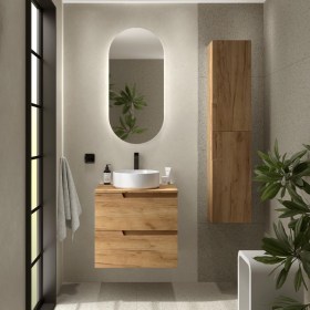 Mobile bagno con lavabo appoggio e cassetti 59,8x45xh54 cm Rovere Africa