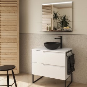 Mobile bagno con lavabo appoggio e cassetti 79,8x45xh54 cm Bianco Satinato