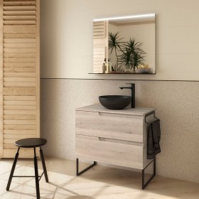 Mobile bagno con lavabo appoggio e cassetti 79,8x45xh54 cm Naturale