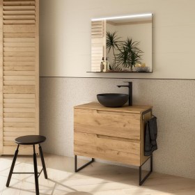 Mobile bagno con lavabo appoggio e cassetti 79,8x45xh54 cm Rovere Africa