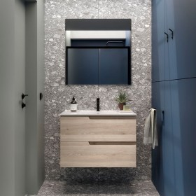 Mobile bagno con lavabo integrato e cassetti 79,7x45xh54 cm Naturale