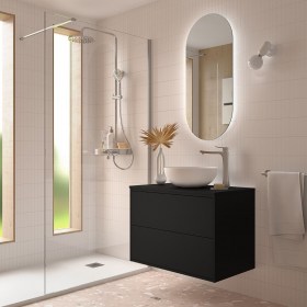 Mobile bagno con lavabo e cassetti 79,7x45xh54 cm Nero Satinato