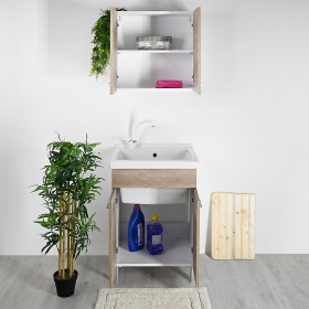 Mobile lavatoio 60x50 Mix Wood vasca in ceramica