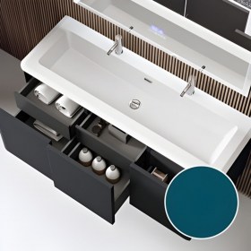 Mobile sospeso 140 cm e lavabo in resina MARYL BLU PETROLIO