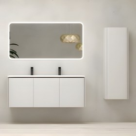 Mobile sospeso 140 cm e lavabo in resina MARYL BLU PETROLIO