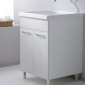 Mobile lavanderia con vasca in ceramica 60x50 Onda 