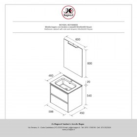 Mobile bagno con lavabo e cassetti NOYAN - Tecnica