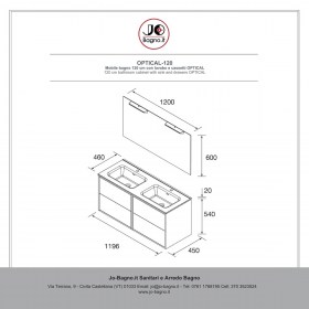 Mobile bagno con lavabo e cassetti 119,6x45xh54 cm