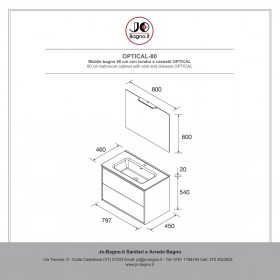 Mobile bagno con lavabo e cassetti 79,7x45xh54 cm