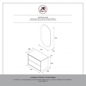 Mobile bagno con lavabo e cassetti 79,7x45xh54 cm