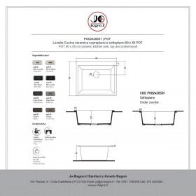 Lavello Cucina ceramica  60 x 51 POT Jo-Bagno.it - Tecnica