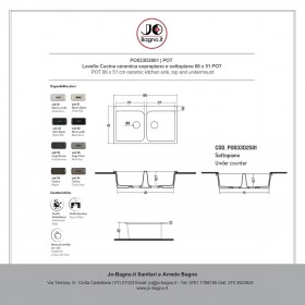 Lavello Cucina ceramica 86 x 51 POT Jo-Bagno - Tecnica