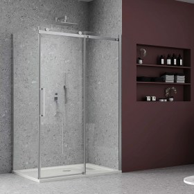 Box doccia angolare con porta scorrevole 8 mm profilo Cromato Lucido RED