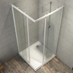 Box doccia angolare con porte scorrevoli e cristallo temperato 4 mm
